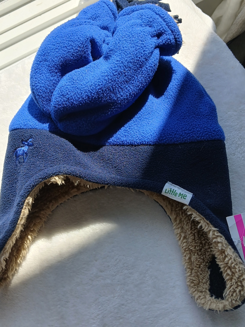 Little Me Fleece Earflap Hat + Mittens for Baby, Size 3 to 9 Months, NWT